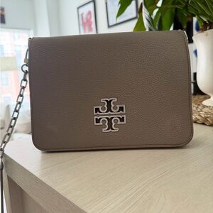 Tory Burch Taupe Leather Crossbody Bag
